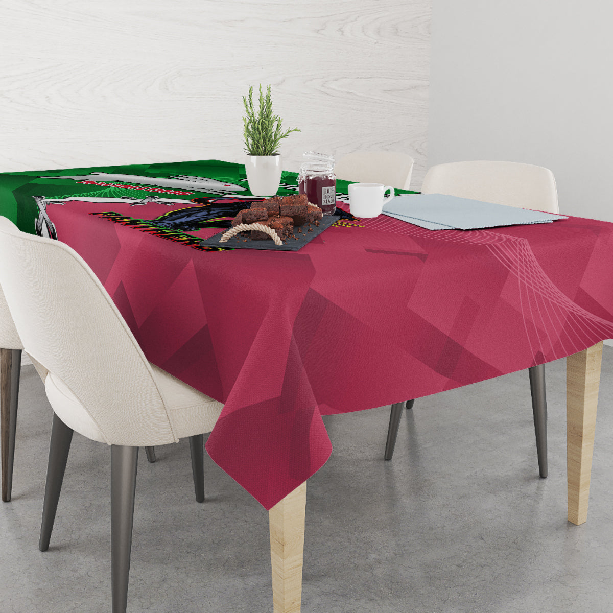 Personalised Panthers And Rabbitohs Rugby Tablecloth 2024 Souths The Riff Together