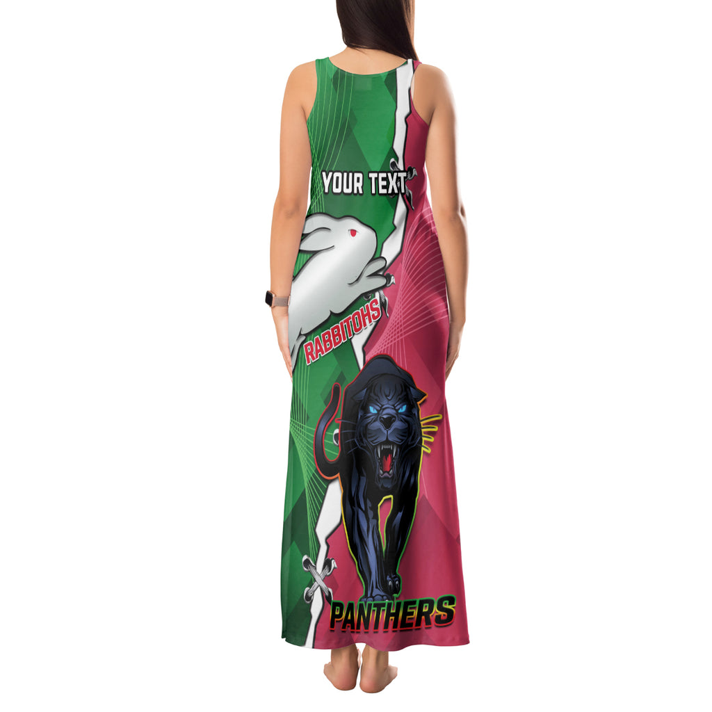 Personalised Panthers And Rabbitohs Rugby Tank Maxi Dress 2024 Souths The Riff Together