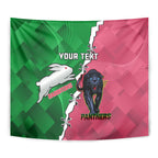 Personalised Panthers And Rabbitohs Rugby Tapestry 2024 Souths The Riff Together