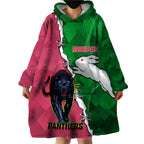 Personalised Panthers And Rabbitohs Rugby Wearable Blanket Hoodie 2024 Souths The Riff Together