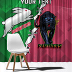 Personalised Panthers And Rabbitohs Rugby Window Curtain 2024 Souths The Riff Together
