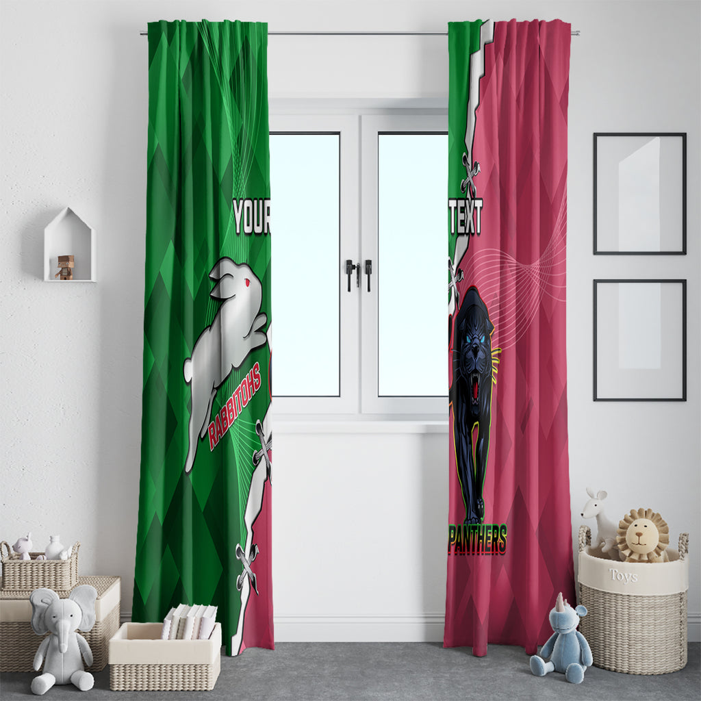 Personalised Panthers And Rabbitohs Rugby Window Curtain 2024 Souths The Riff Together