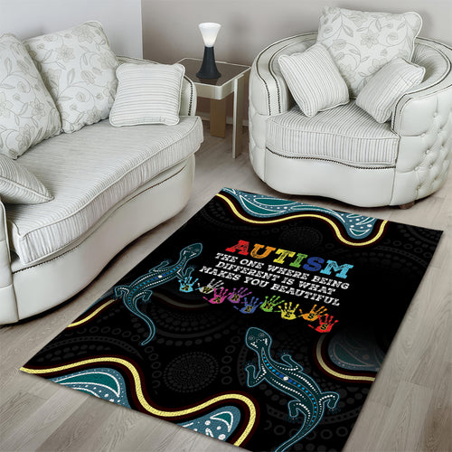 Australia Autism Awareness 4 April Aboriginal Lizard Area Rug