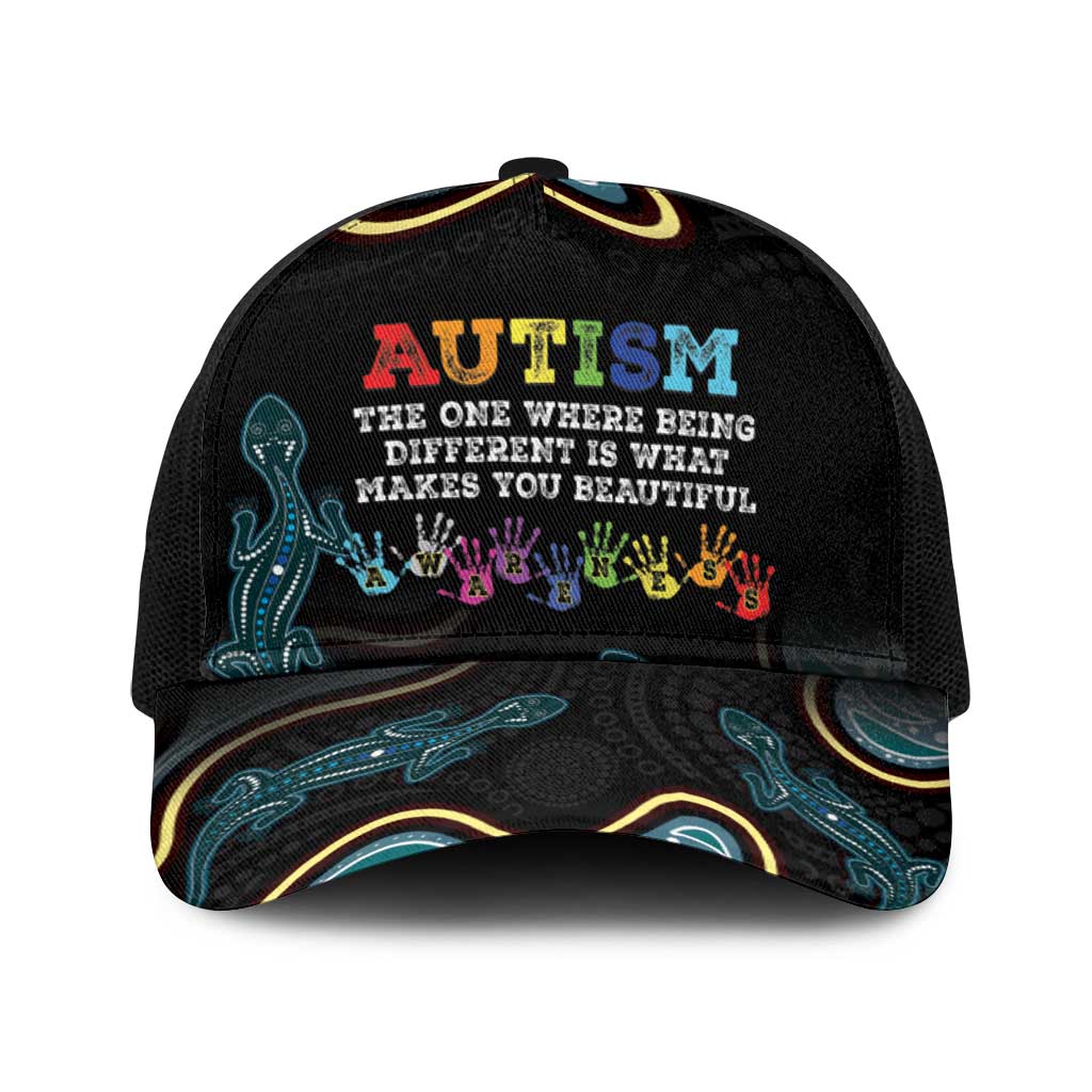 Australia Autism Awareness Baseball Net Cap 2 April Aboriginal Lizard - Aussie Hoodie