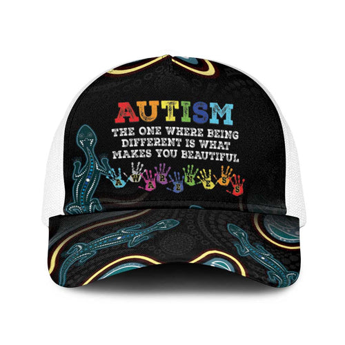 Australia Autism Awareness Baseball Net Cap 2 April Aboriginal Lizard - Aussie Hoodie