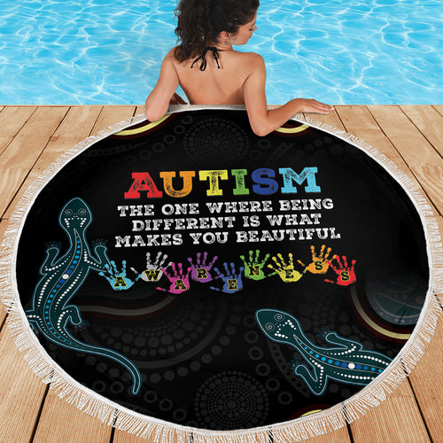 Australia Autism Awareness 4 April Aboriginal Lizard Beach Blanket