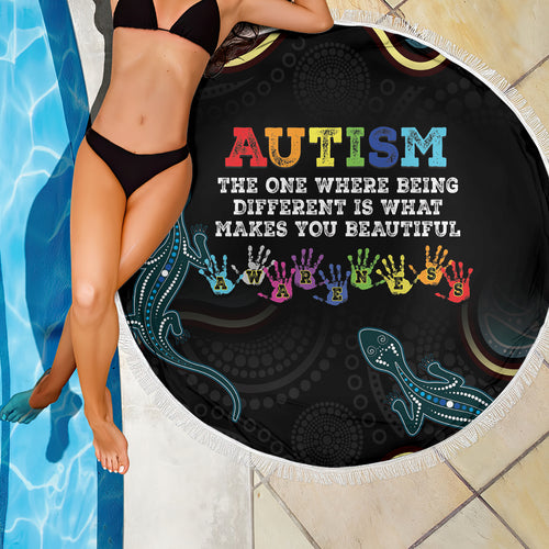 Australia Autism Awareness 4 April Aboriginal Lizard Beach Blanket