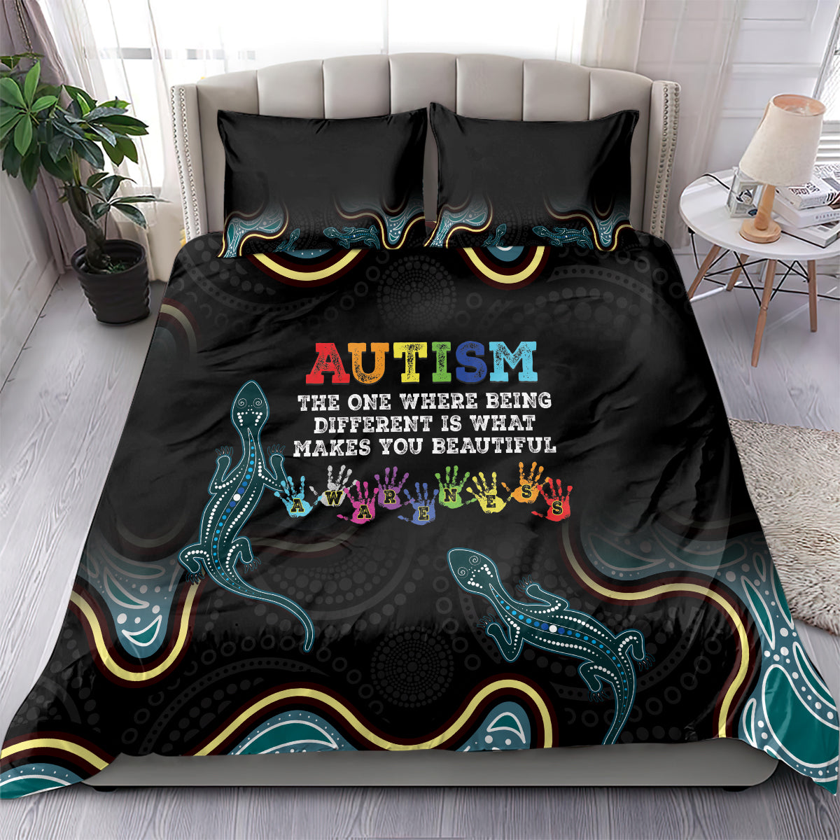 Australia Autism Awareness 4 April Aboriginal Lizard Bedding Set