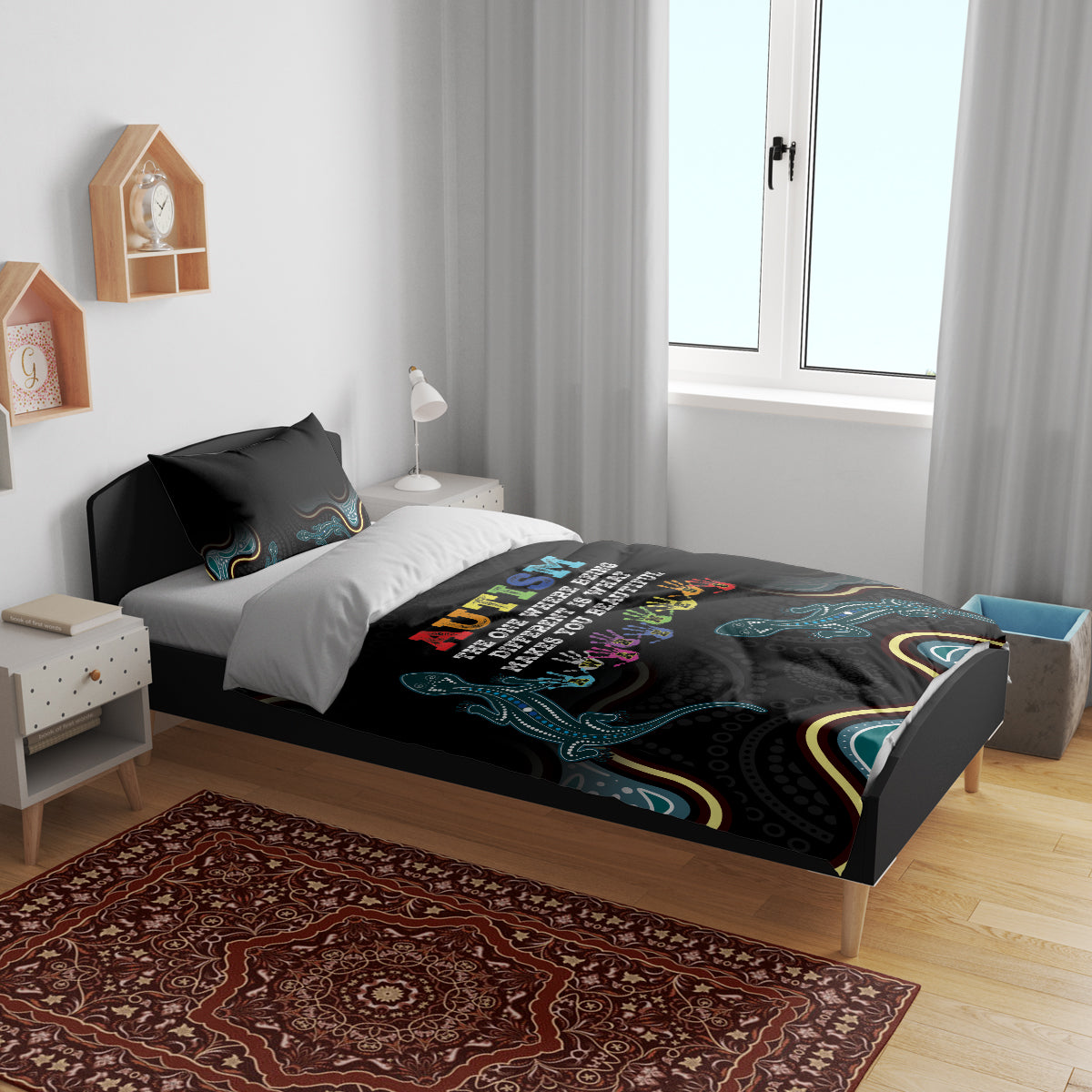 Australia Autism Awareness 4 April Aboriginal Lizard Bedding Set