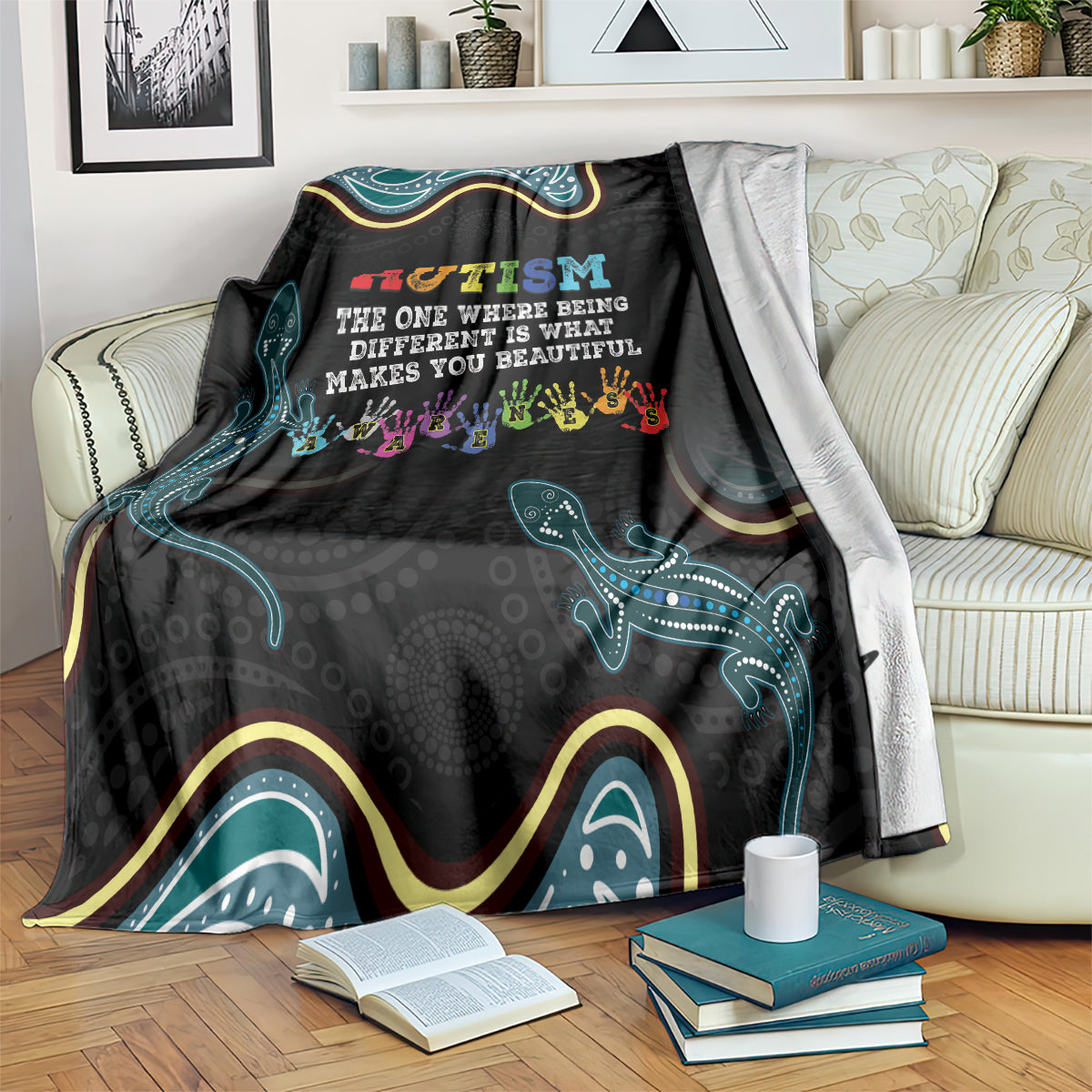 Australia Autism Awareness 4 April Aboriginal Lizard Blanket