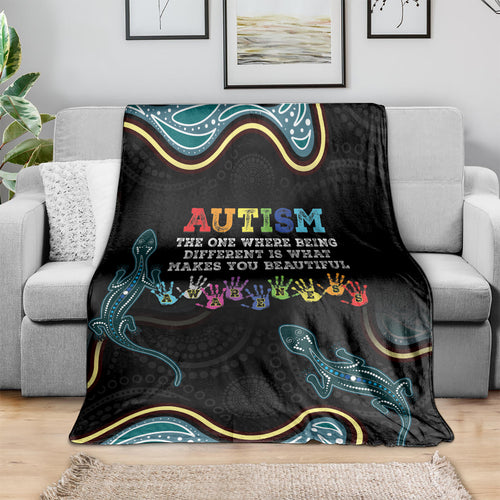 Australia Autism Awareness 4 April Aboriginal Lizard Blanket