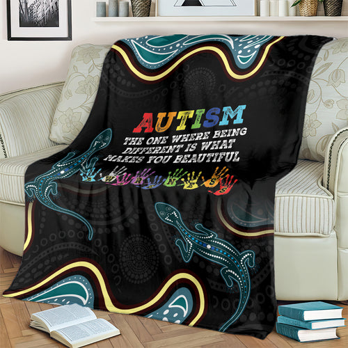 Australia Autism Awareness 4 April Aboriginal Lizard Blanket