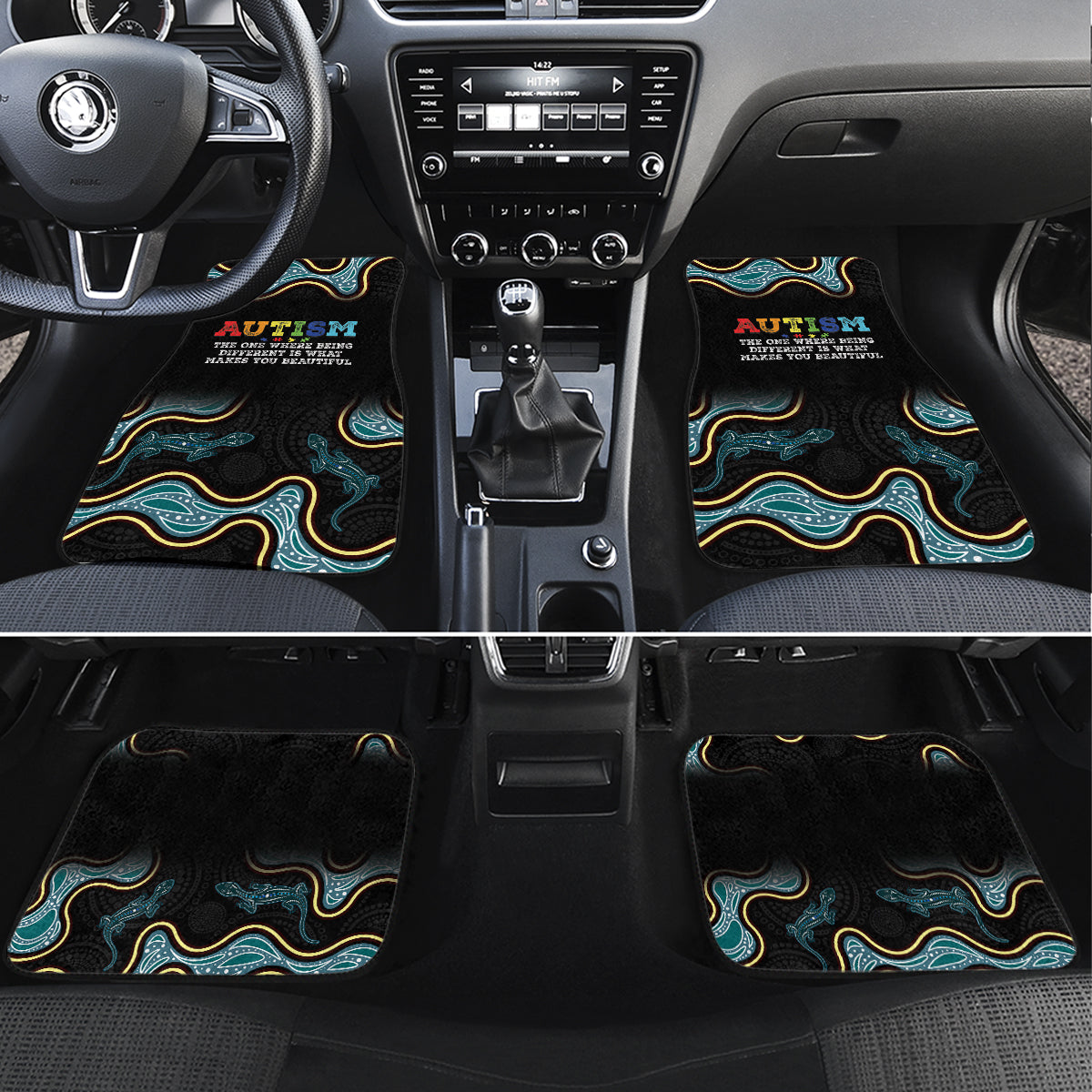Australia Autism Awareness 4 April Aboriginal Lizard Car Mats