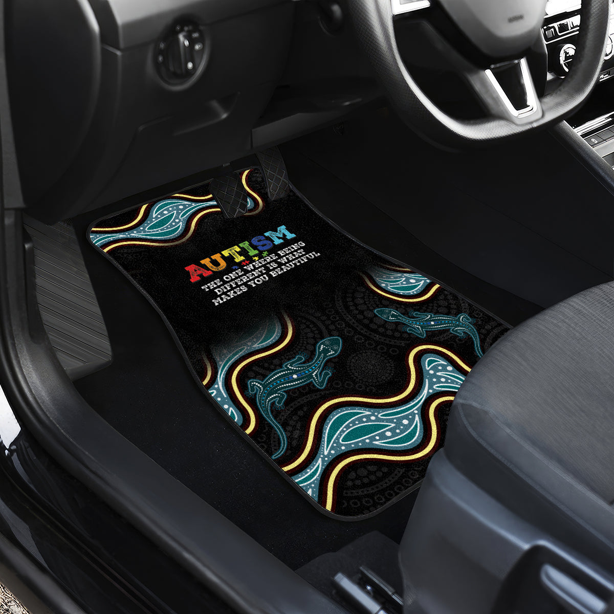 Australia Autism Awareness 4 April Aboriginal Lizard Car Mats