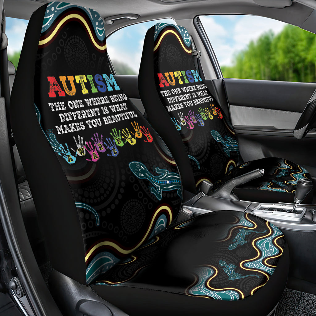 Australia Autism Awareness 4 April Aboriginal Lizard Car Seat Cover