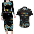 Australia Autism Awareness 4 April Aboriginal Lizard Couples Matching Long Sleeve Bodycon Dress and Hawaiian Shirt