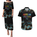 Australia Autism Awareness 4 April Aboriginal Lizard Couples Matching Puletasi and Hawaiian Shirt