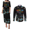 Australia Autism Awareness 4 April Aboriginal Lizard Couples Matching Puletasi and Long Sleeve Button Shirt