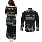 Australia Autism Awareness 4 April Aboriginal Lizard Couples Matching Puletasi and Long Sleeve Button Shirt