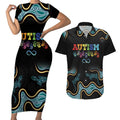 Australia Autism Awareness 4 April Aboriginal Lizard Couples Matching Short Sleeve Bodycon Dress and Hawaiian Shirt