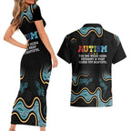Australia Autism Awareness 4 April Aboriginal Lizard Couples Matching Short Sleeve Bodycon Dress and Hawaiian Shirt