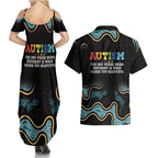 Australia Autism Awareness 4 April Aboriginal Lizard Couples Matching Summer Maxi Dress and Hawaiian Shirt