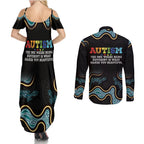 Australia Autism Awareness 4 April Aboriginal Lizard Couples Matching Summer Maxi Dress and Long Sleeve Button Shirt