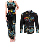 Australia Autism Awareness 4 April Aboriginal Lizard Couples Matching Tank Maxi Dress and Long Sleeve Button Shirt