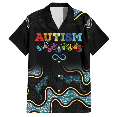 Australia Autism Awareness 4 April Aboriginal Lizard Family Matching Long Sleeve Bodycon Dress and Hawaiian Shirt