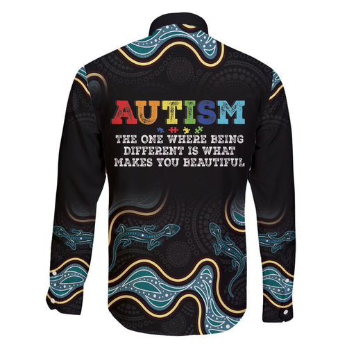 Australia Autism Awareness 4 April Aboriginal Lizard Family Matching Long Sleeve Bodycon Dress and Hawaiian Shirt