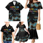 Australia Autism Awareness 4 April Aboriginal Lizard Family Matching Mermaid Dress and Hawaiian Shirt