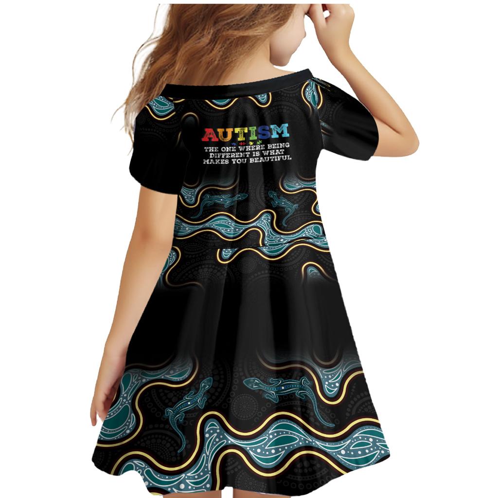 Australia Autism Awareness 4 April Aboriginal Lizard Family Matching Mermaid Dress and Hawaiian Shirt