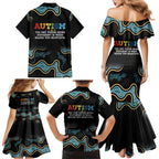 Australia Autism Awareness 4 April Aboriginal Lizard Family Matching Mermaid Dress and Hawaiian Shirt