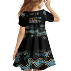 Australia Autism Awareness 4 April Aboriginal Lizard Family Matching Off The Shoulder Long Sleeve Dress and Hawaiian Shirt