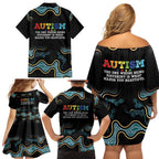 Australia Autism Awareness 4 April Aboriginal Lizard Family Matching Off Shoulder Short Dress and Hawaiian Shirt