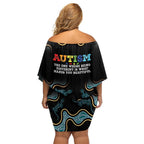 Australia Autism Awareness 4 April Aboriginal Lizard Family Matching Off Shoulder Short Dress and Hawaiian Shirt