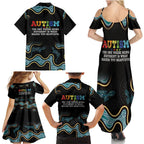 Australia Autism Awareness 4 April Aboriginal Lizard Family Matching Summer Maxi Dress and Hawaiian Shirt