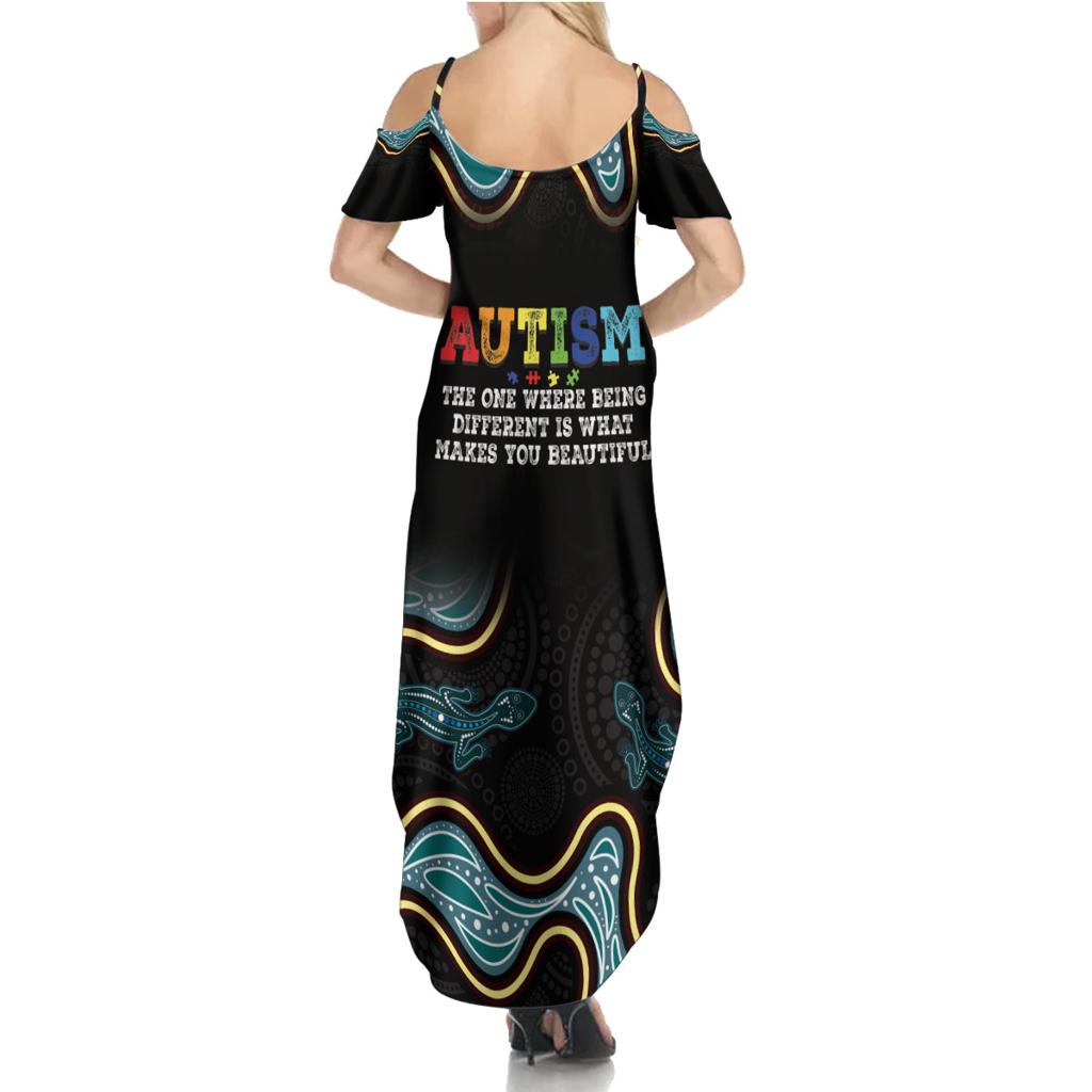 Australia Autism Awareness 4 April Aboriginal Lizard Family Matching Summer Maxi Dress and Hawaiian Shirt