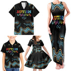 Australia Autism Awareness 4 April Aboriginal Lizard Family Matching Tank Maxi Dress and Hawaiian Shirt