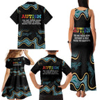 Australia Autism Awareness 4 April Aboriginal Lizard Family Matching Tank Maxi Dress and Hawaiian Shirt