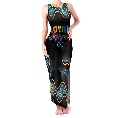 Australia Autism Awareness 4 April Aboriginal Lizard Family Matching Tank Maxi Dress and Hawaiian Shirt