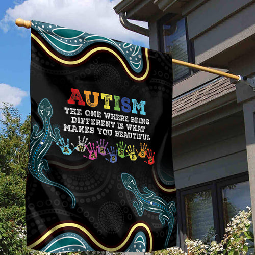 Australia Autism Awareness 4 April Aboriginal Lizard Garden Flag