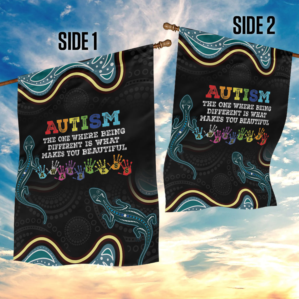 Australia Autism Awareness 4 April Aboriginal Lizard Garden Flag