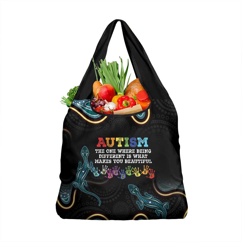 Australia Autism Awareness 4 April Aboriginal Lizard Grocery Bag