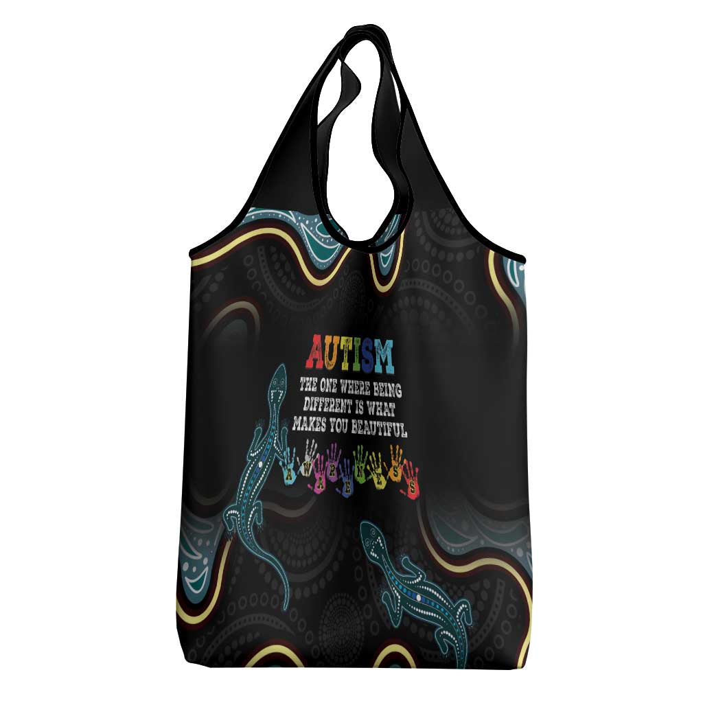 Australia Autism Awareness 4 April Aboriginal Lizard Grocery Bag