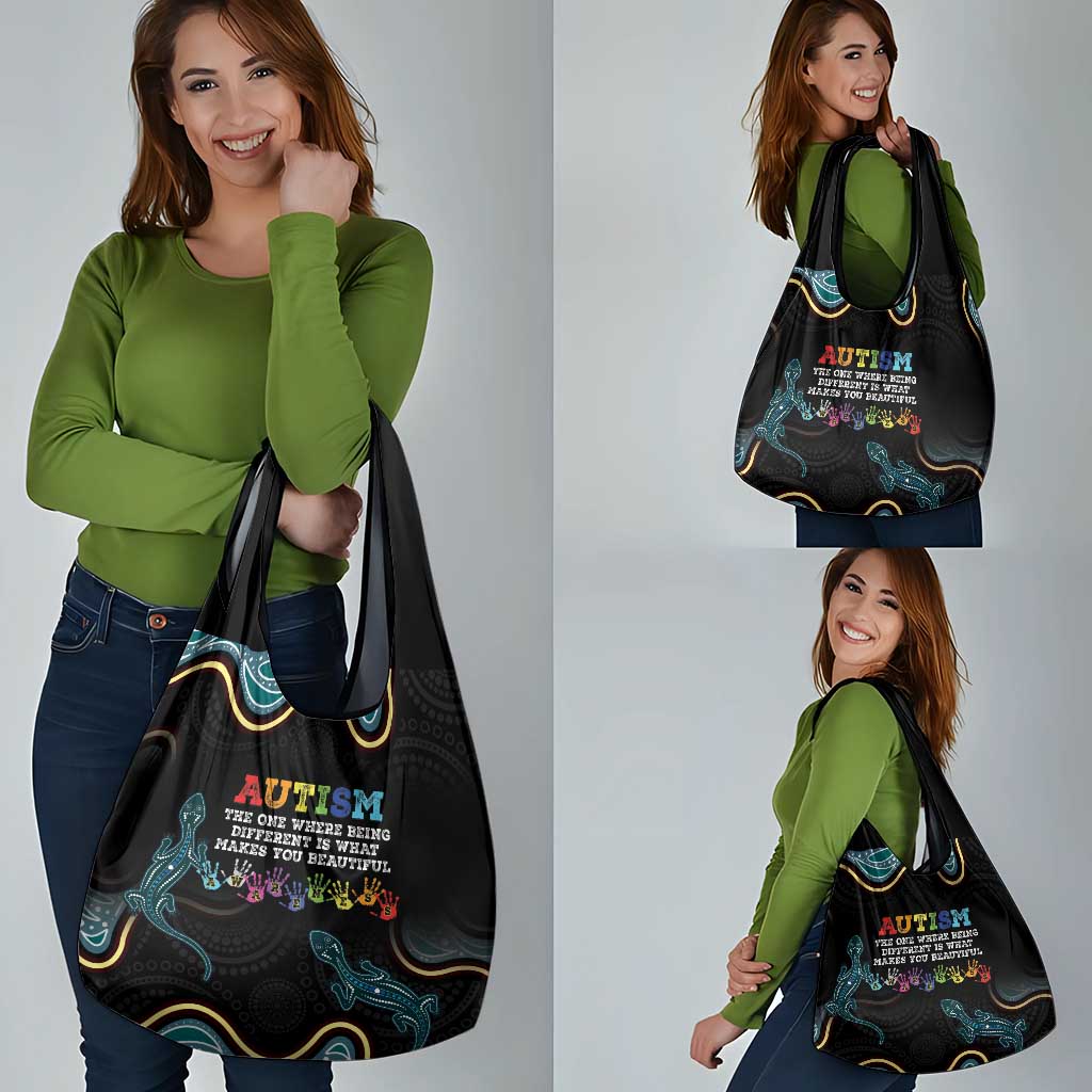 Australia Autism Awareness 4 April Aboriginal Lizard Grocery Bag