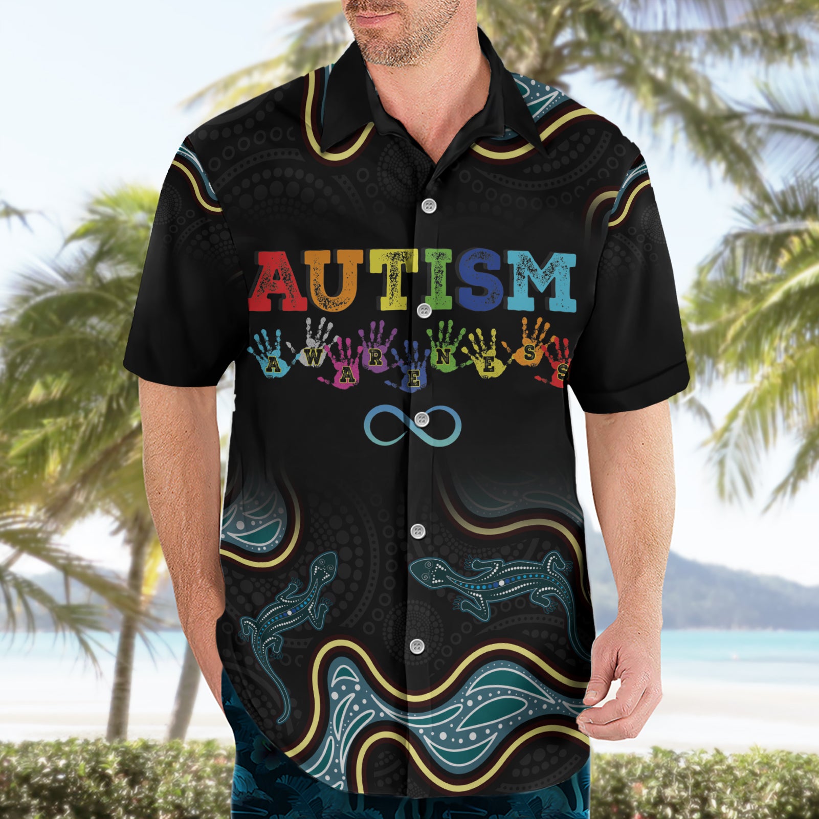 Australia Autism Awareness 4 April Aboriginal Lizard Hawaiian Shirt