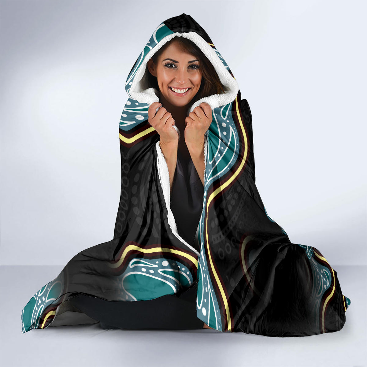 Australia Autism Awareness 4 April Aboriginal Lizard Hooded Blanket
