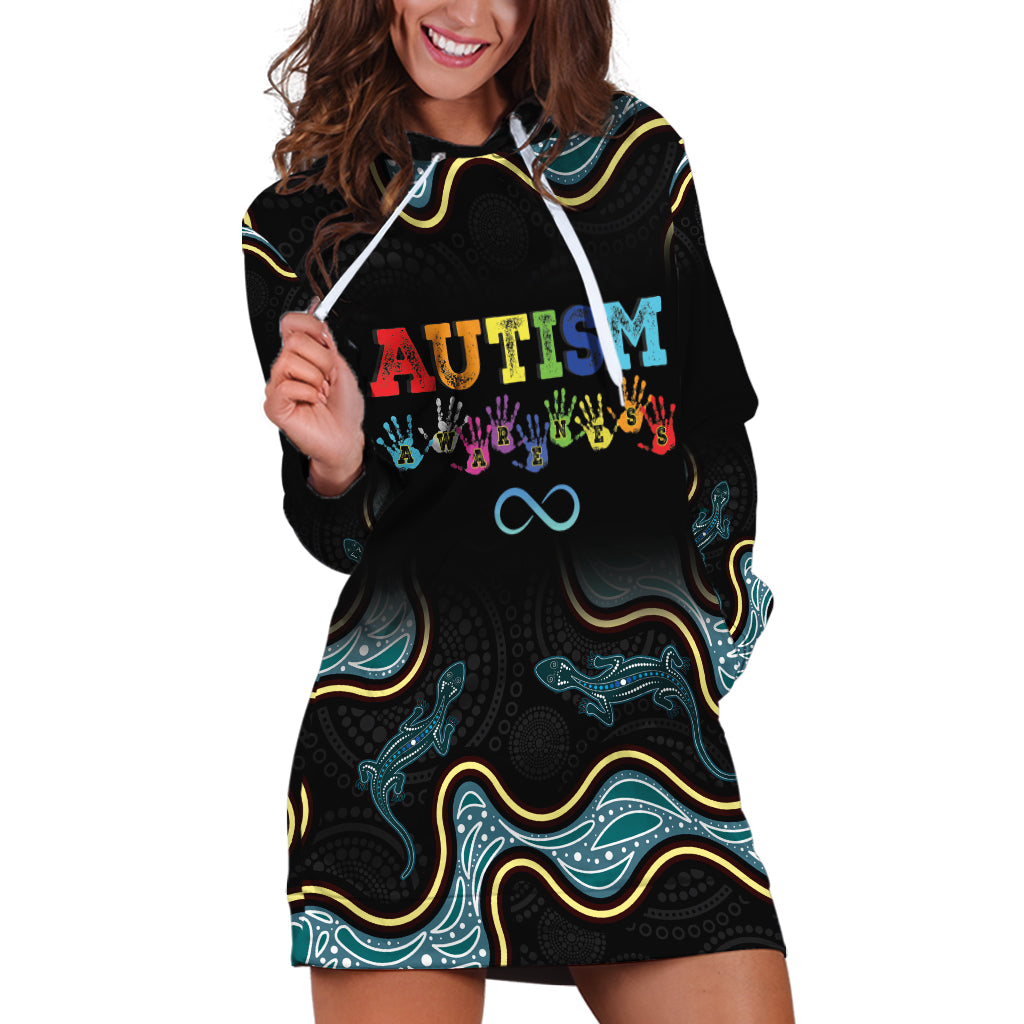 Australia Autism Awareness 4 April Aboriginal Lizard Hoodie Dress
