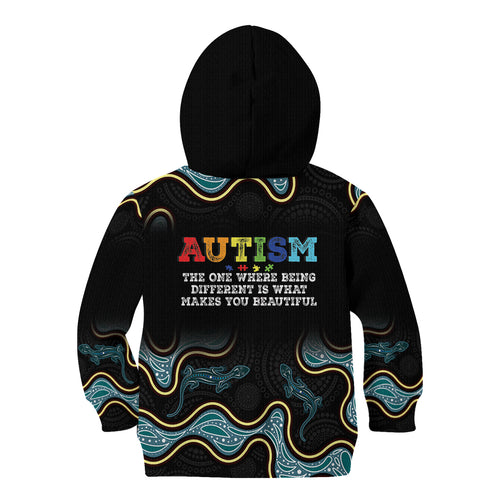 Australia Autism Awareness 4 April Aboriginal Lizard Kid Hoodie